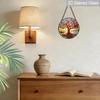 2D Flat Stained Glass Red Tree of Life Window Decoration, 7.87inches Lighting Colored Glass Plate with Chain, Charming Spring Summer Sun Catcher Home