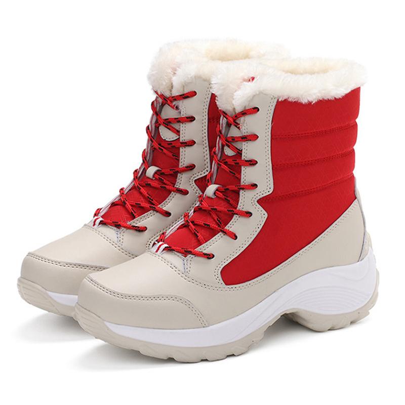 2025 Winter Shoes Women Snow Boots Thick Sole Warm Plush Flat Non-slip Waterproof Brand Ladies Ankle Boots Black White Plus Size 42