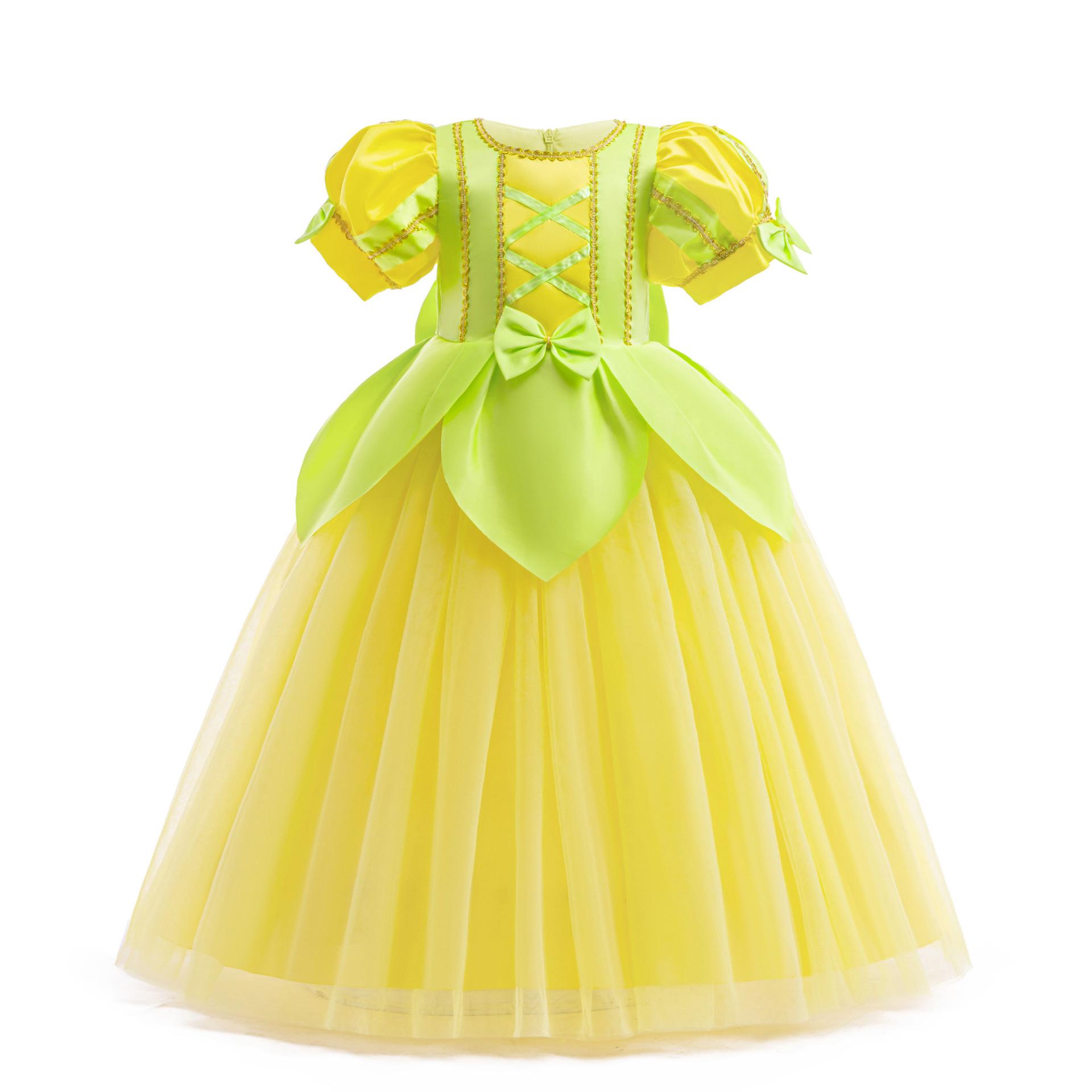 Tiana s Christmas Elf Princess Dress - Green Tinkerbell Cosplay Costume for Kids 110cm/4Y