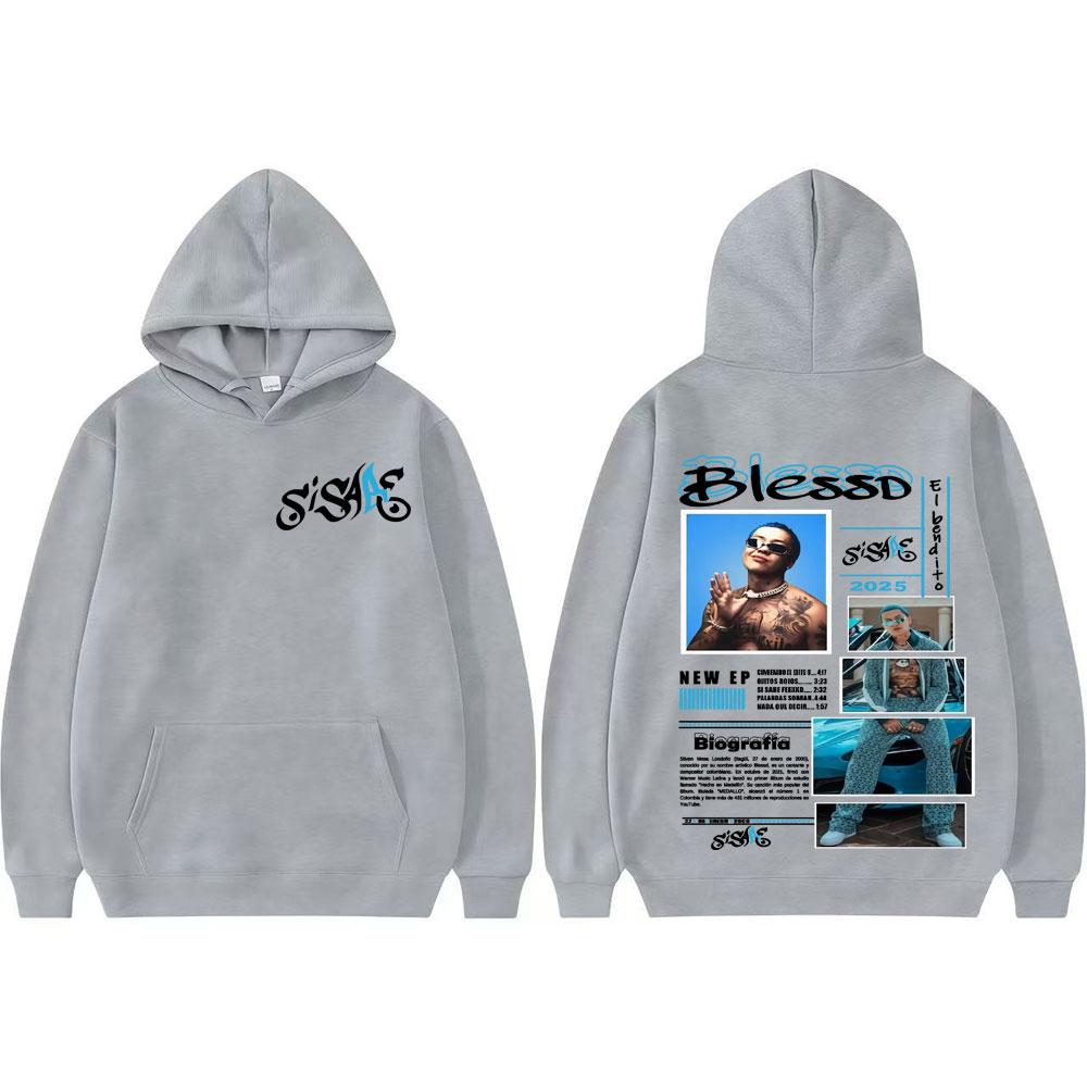 Rapper Blessd Si Sabe Album Tour 2025 Merch Hoodie for Men Vintage Hip Hop Sweatshirts Unisex Oversized Street Pullover Hoodies