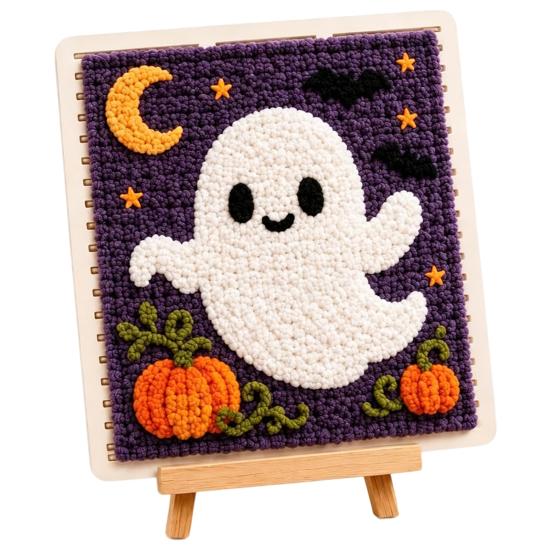 Yarn Art Decor Projects DIY Fabric Weaving Painting Kit, Halloween Christmas Crochet Kit for Decoration, Beginner Handmade Craft Project Set Holiday