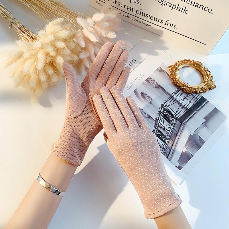 Thin Gloves Women's Sunscreen Summer Elastic Short Pure Cotton