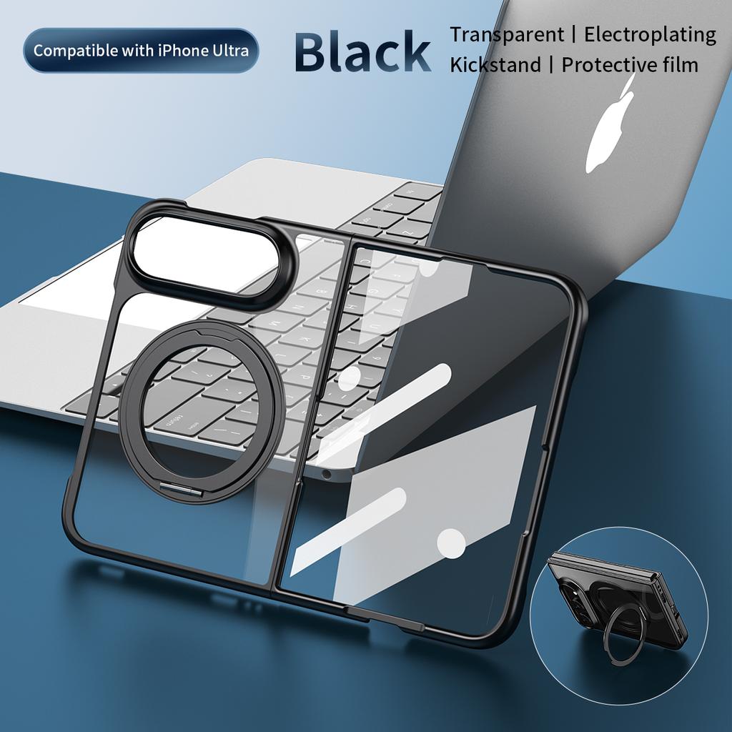 360 Degree Rotating Electroplated Transparent for Magsafe Magnetic Bracket Phone Case, for IPhone Ultra Screen Protector Cover