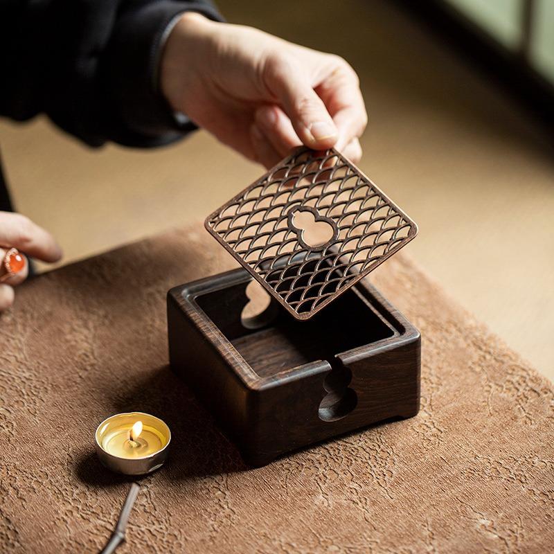 Wooden Tea Warmer Tea Set Accessories Heating Insulation Base Candle Tea Brewing Base Warmer Insulation Device
