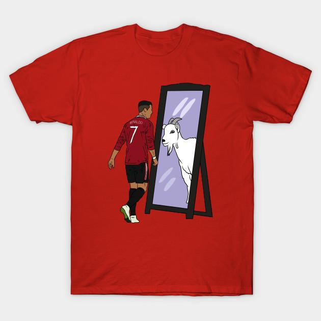 Men Black Print T-shirt Cristiano Ronaldo Mirror Goat No-Cut Transfer Paper Print Cotton Tshirt 2XL красный