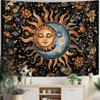 Sun and Moon Wall Tapestry Celestial Boho Decor Floral Night Sky Pattern Astrology Theme Home Decoration Dreamy Cosmic Design