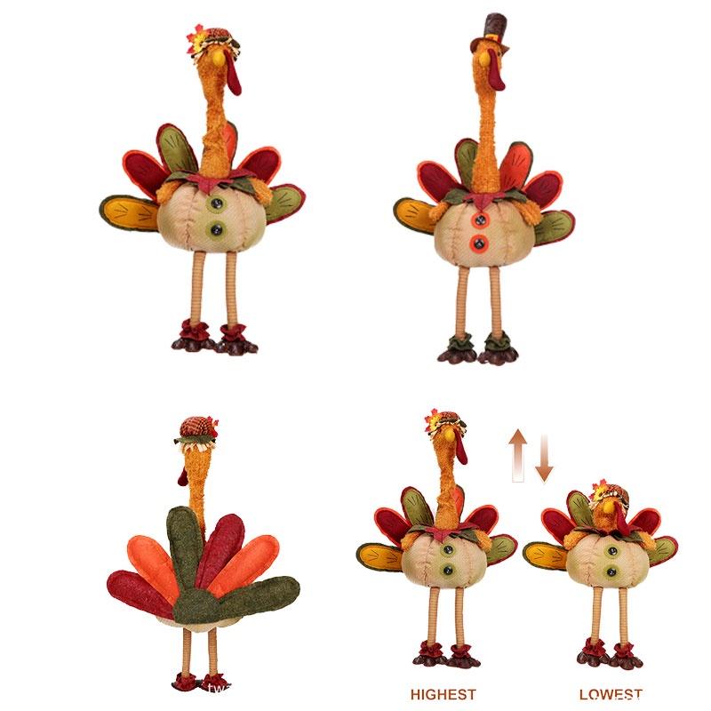 Thanksgiving Retractable Turkey Plush Doll Decor Festival Gift Ornament Room