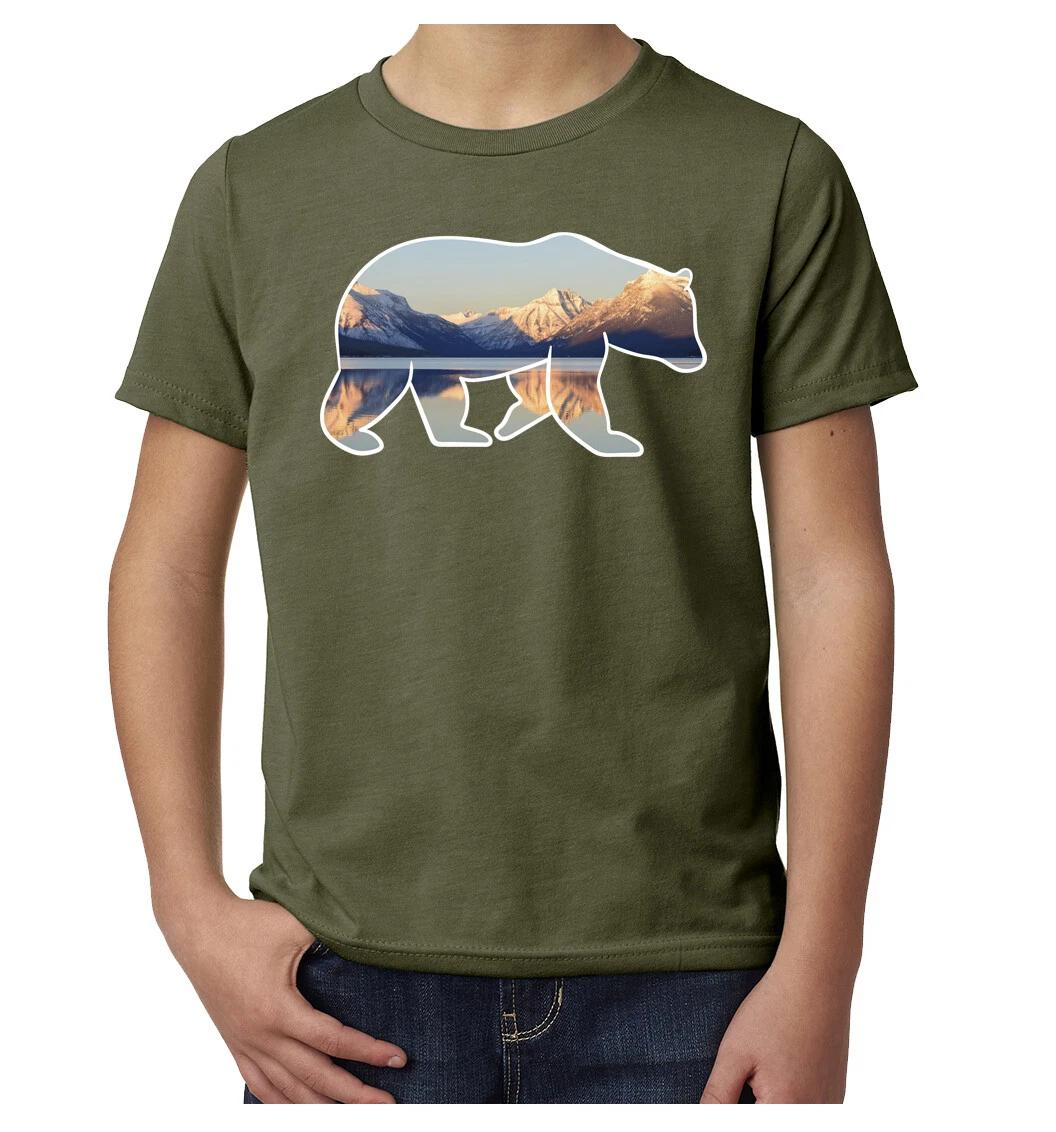 Mountains in Bear Youth Graphic kids boys T-Shirts, Kids Nature shirts 150