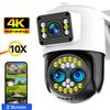 LS VISION Kamera IP 4K 8MP WiFi i 4G Zewnętrzna 10x Zoom Wodoodporna Kamera Bezprzewodowa Potrójny Obiektyw Podwójny Ekran Głosowy Kolorowy Noktowizor CCTV