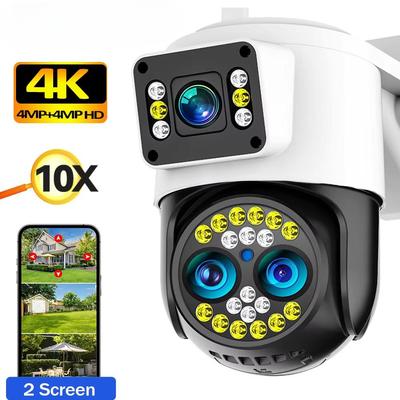 LS VISION 4K 8MP IP Kamera WiFi und 4G Außen 10x Zoom Wasserdicht Drahtlose Kamera Dreifachobjektiv Dual-Screen Sprache Farb-Nachtsicht CCTV