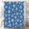 Blue White Snowflake Shower CurtainWaterproof, Non-Slip Bathtub Cover for Home Decor Washable Fabric with Hook Rings Set (89 x 7