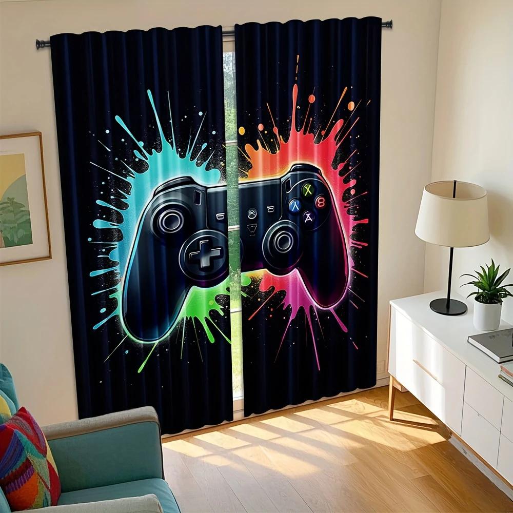 Modern Game Controller Design Printed Curtains Pole Bag Home Decoration Room Made Of Polyester
