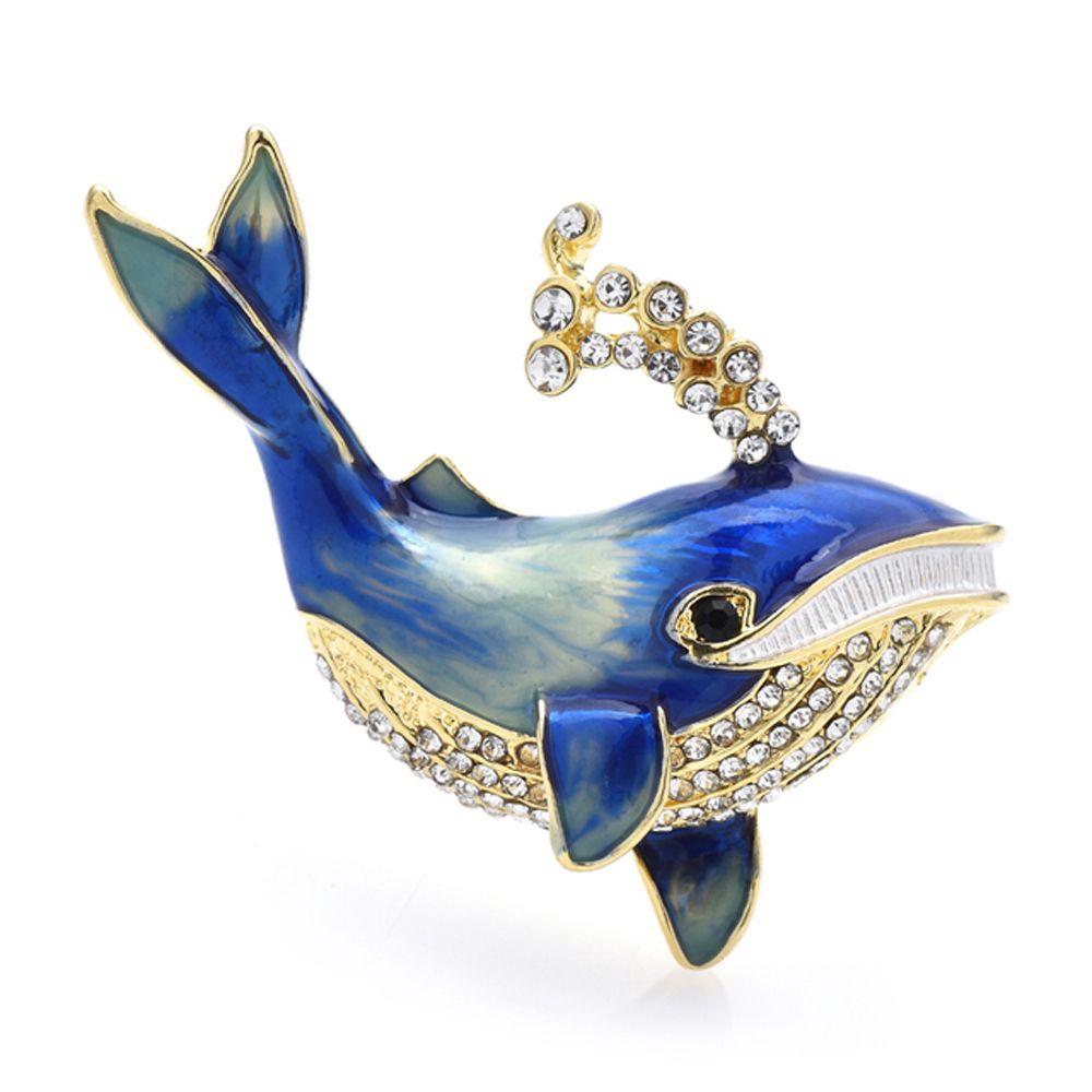 

Oil Rhinestone Jewelry Accessories Enamel Whale Brooches Women Brooch Korean Style Collar Pin синий