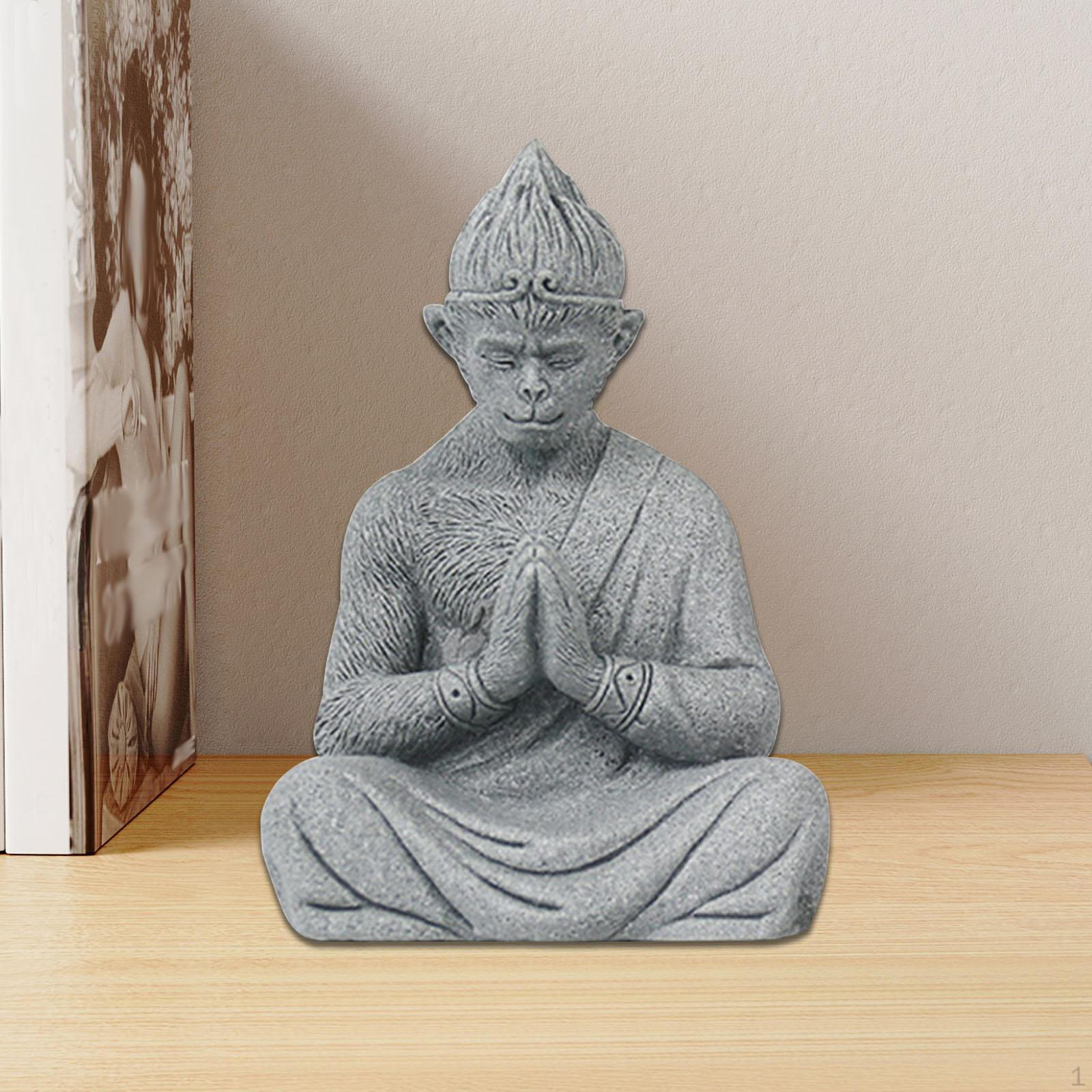 

Статуя обезьяны Будды Миниатюрная фигурка Фигурка новоселья Скульптура Сунь Укуна для газона 10.3x5.2x7.3cm Pray