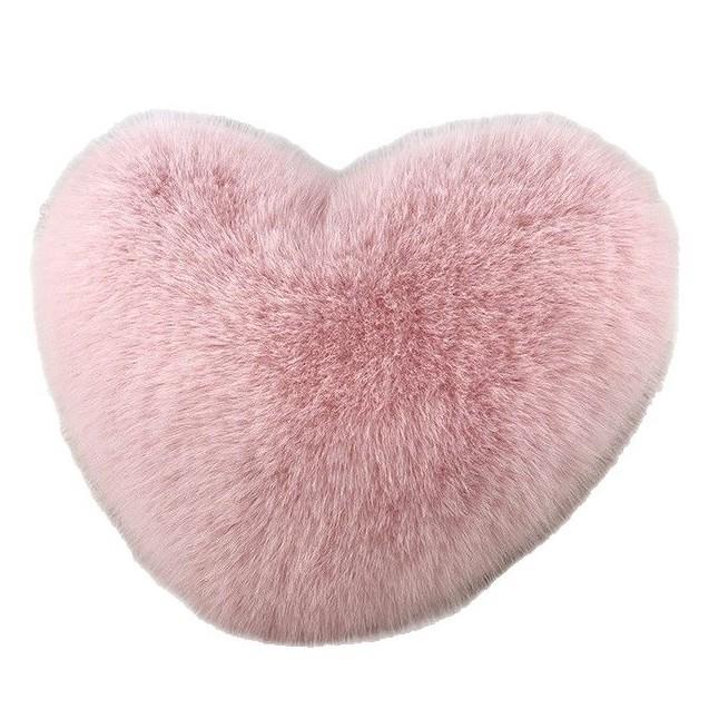 Heart-Shaped Faux Fur Throw Pillow - Plush Sofa Cushion, Cute Gift for Girlfriend, Living Room Decor