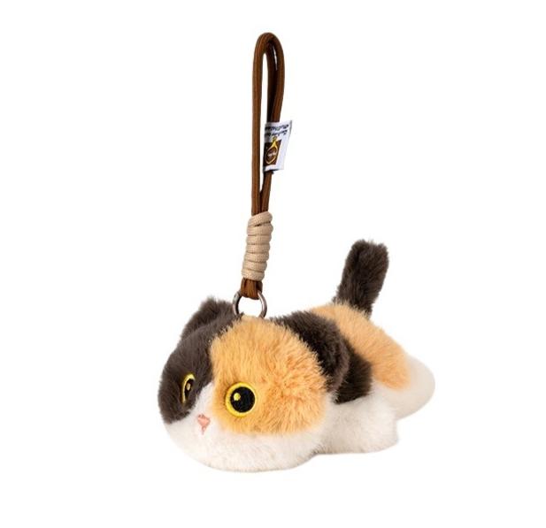 Cartoon Cat Plush Toys Cute Animals Siamese Kitten Lovely Stuffed Doll Black Cat Pendant KeyChain Plushie Birthyday Xmas Gift