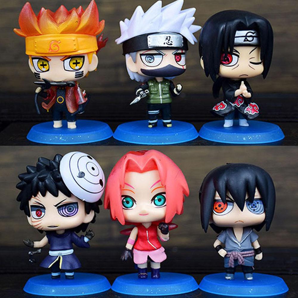 Gorące 6 szt./zestaw Figurki Anime Naruto Shippuden Hinata Sasuke Itachi Kakashi Obito Figurki Akcji Wersja Q PVCToys Lalki Prezent dla Dziecka