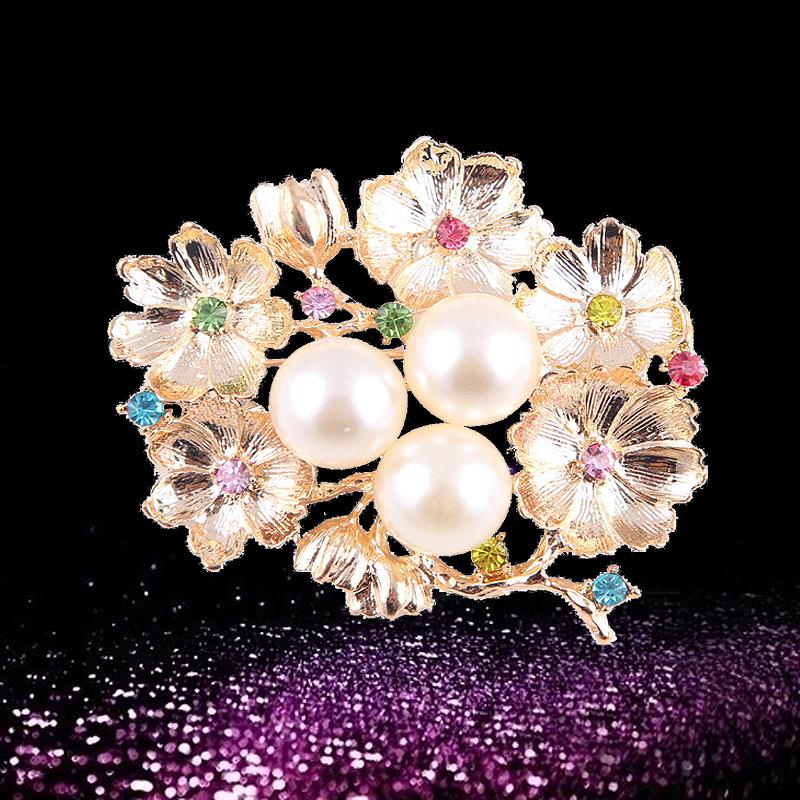 Lanhao Hot-Selling Pearl Swan Rhinestone Flower Brooch - Japanese & Korean Fashion Accessories for Women