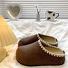 Retro Lace Bag Head Slippers Autumn and Winter New Thick-soled Lace Lazy Feeling Increased Lazy Shoes