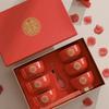 Chinese Wedding Red Bowls & Chopsticks Set: Bride Dowry Gift Pair