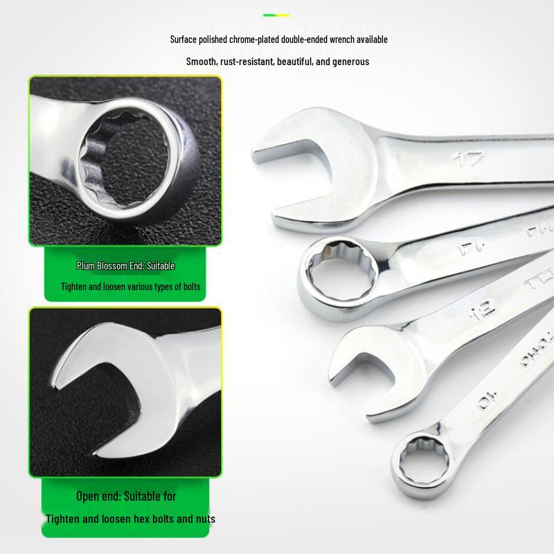 Dual-Use Wrench: Open-End & Ring Spanner 6-30mm Auto Repair Tool
