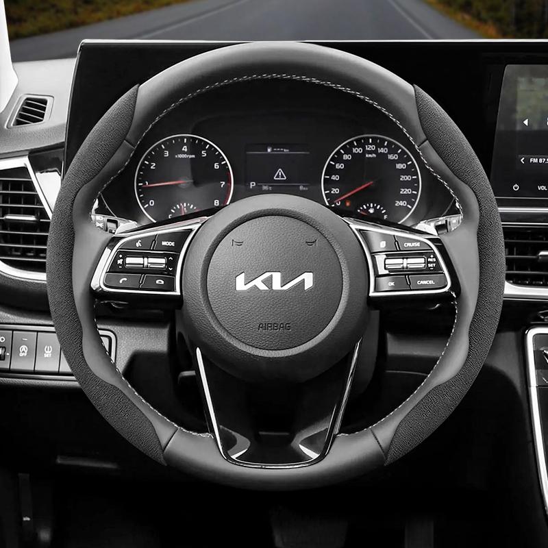 Suitable for Kia Anti-Slip Buckle Segmented Suede Steering Wheel Cover Suitable for Ceed Jd Picanto Sportage 3 Rio 4 Ev3 Cerato 2 Stonic Xceed Morning