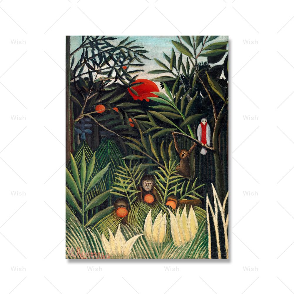 

Знаменитый Анри Руссо Пейзаж Холст Картина Современные лесные постеры и принты Настенная картина для гостиной Домашний декор 21x30cm No Framed