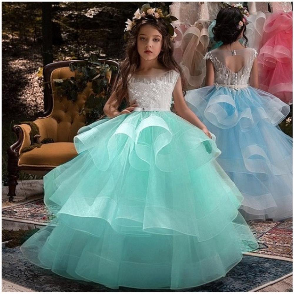 Europäisches und Amerikanisches Prinzessin Blumenmädchen Kleid - Langes Patchwork Design für Kinder