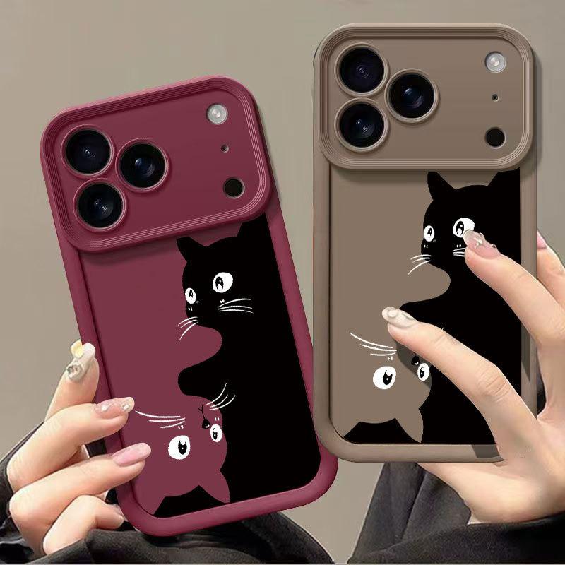 Dual-Color Kitten Phone Case for iPhone 13 to 17 Pro Max - Cute and Stylish Design