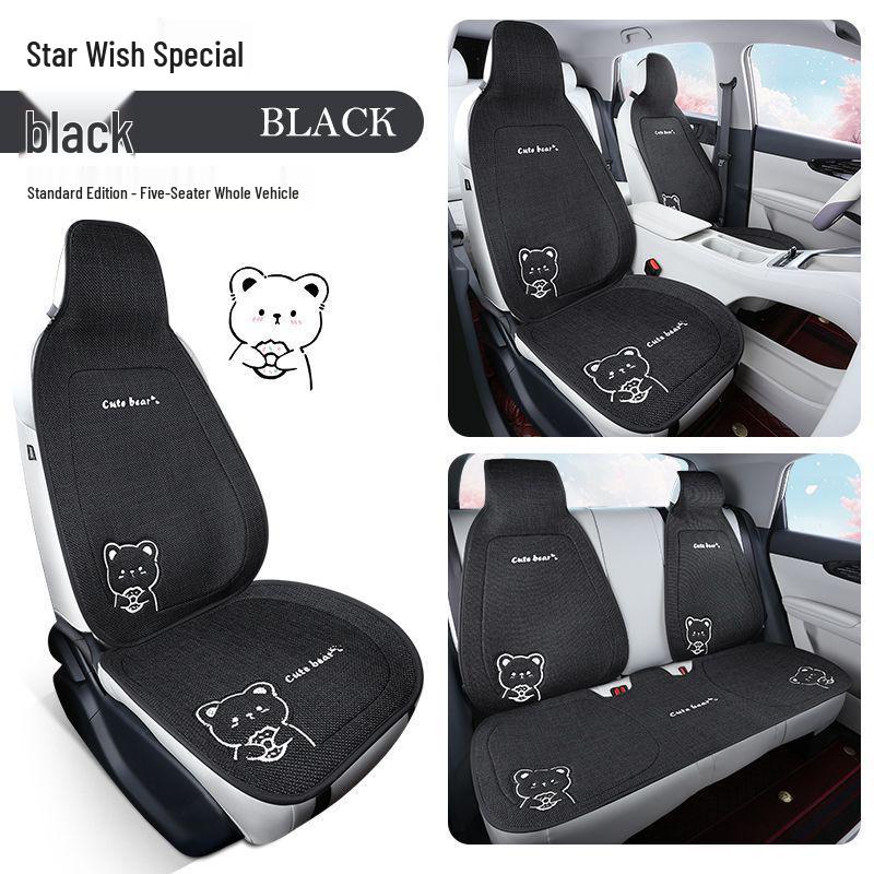 Xingyuan Universal Four-Season Cartoon Car Seat Cushion - Imitation Linen, Warm for Summer.