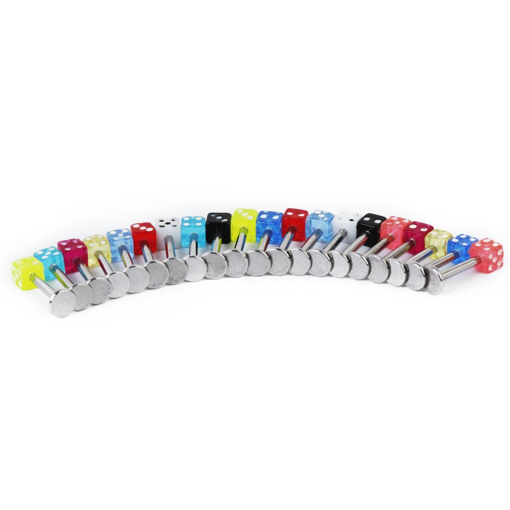 20 Stück Gemischte Würfel Lippenstecker Kinn Zunge Ringe Bar Labret Körperschmuck Piercing Schmuck