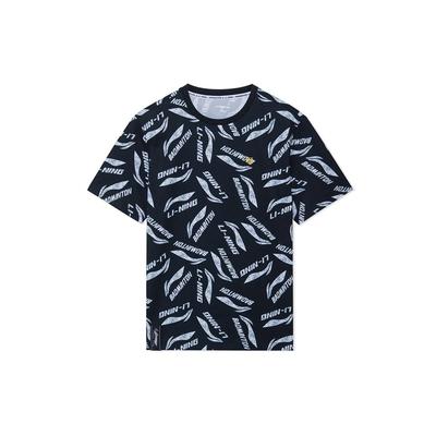 Sports Life Full-Print Multi-Color Logo Breathable Round Neck Short Sleeve T-Shirt Men Tops Black AHSR867-5