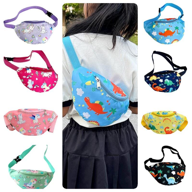 Cute Unicorn Kids Waist Bag Cartoon Dinosaur Shoulder Bag Nylon Material Lightweight And Theft-proof