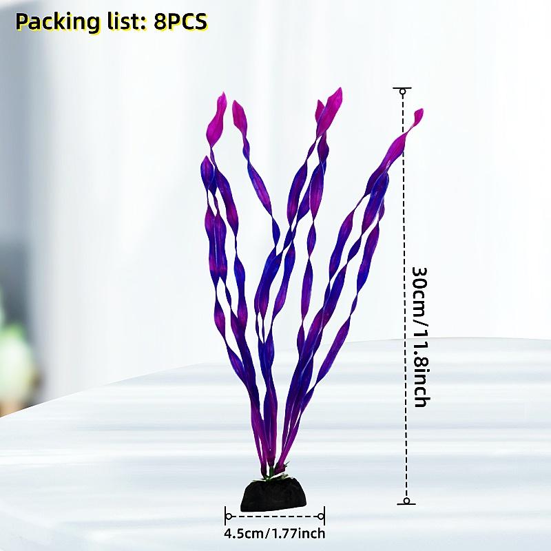8pcs Vibrant Artificial Plants - Durable PE Aquascaping Set for Fish Tank Decor, Aquatic Plants, Aquarium Decor