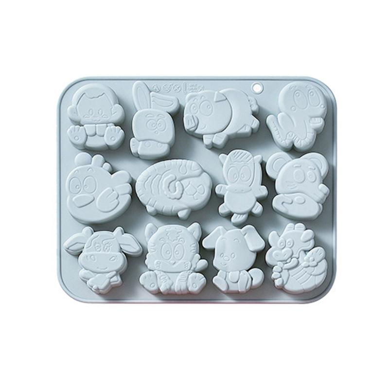 

Silicone Fondant Molds Chinese Zodiac Shape Chocolate Moulds Candy Molds Silicone Material for DIY Hand-Making Use синий