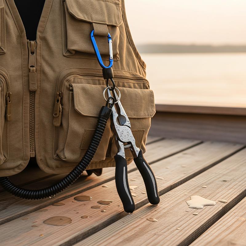 Carabiner Anti Lost Rope Spring Take Up Cord Metal Buckle For Fishing Gear Climbing Fishing Gadgets
