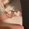 Super Fairy White Peach Heart Asymmetrical Stud Earrings~ High-end Ins Temperament Earrings, New Earrings In Early Spring, Women's Tide Earclips