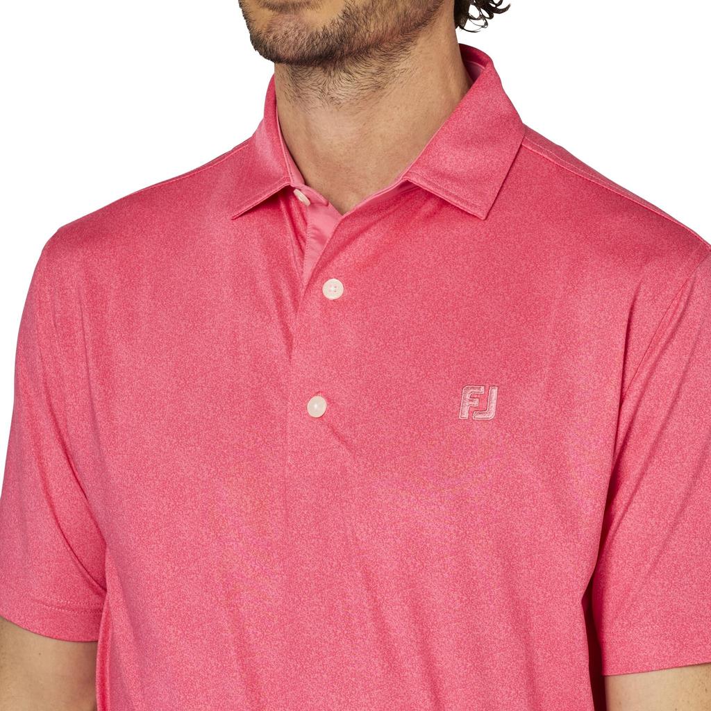FootJoy Men's Spray Mist Print Short Sleeve Golf Shirt, Pink Lemonade, Size M (FJ-S25-S22, 34547-M)