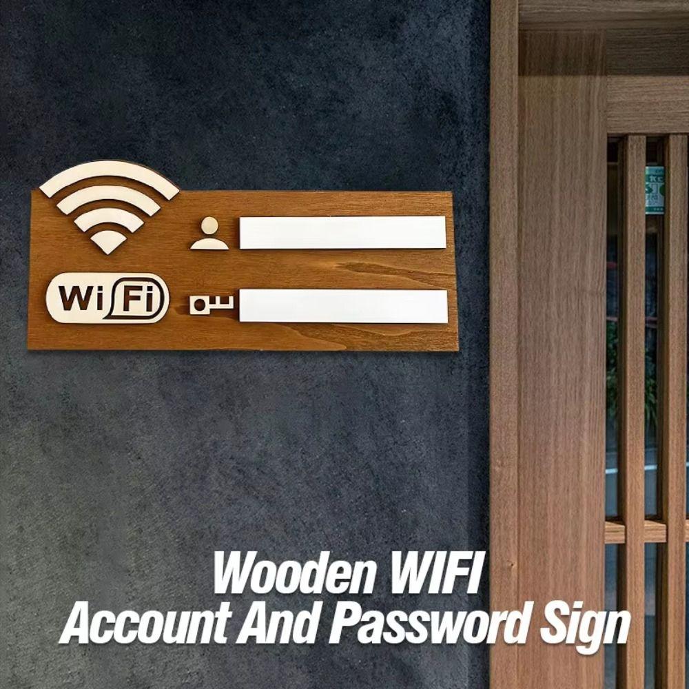 Holz-WLAN-Passwort-Schild Wiederbeschreibbar Wandmontiert Drahtloses Netzwerk-Indikator-Schild Handschriftlich Vielseitig einsetzbar