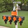 4-Way Garden Hose Splitter with 4 Independent Switches Connector for Outdoor Watering Systems for Lawn, Garden and Car Wash Sprinkler Systems