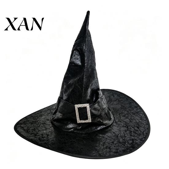 Pălărie de Vrăjitoare Neagră Pălărie de Vrăjitor de Halloween, Con Cosplay pentru Adulți Copii cu Pânză de Păianjen Decorativă Decor Stea, Recuzită Costum Petrecere Gotică, Trick or Treat