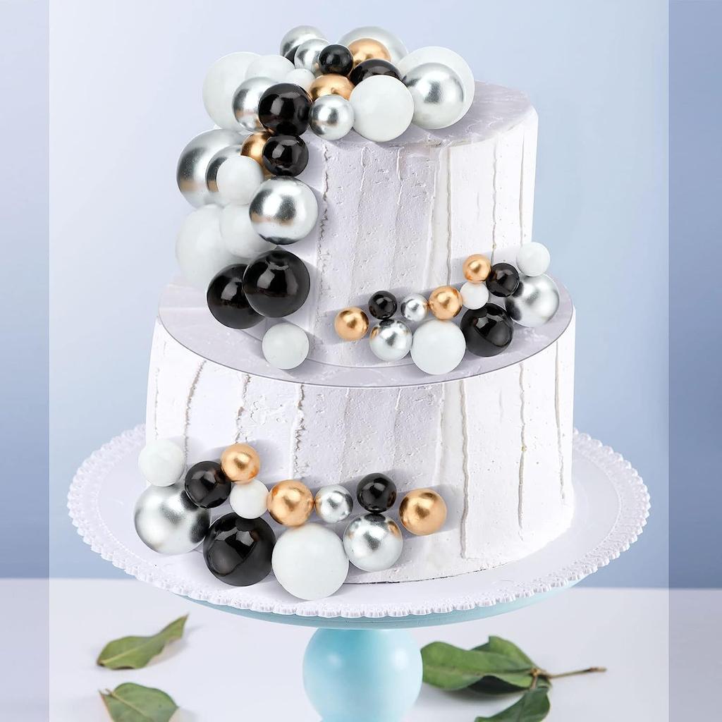 Balls Cake Topper Balloons DIY Cake Insert Topper Foam Cake Balls Baking Decoration for New Year Anniversary Birthday Party