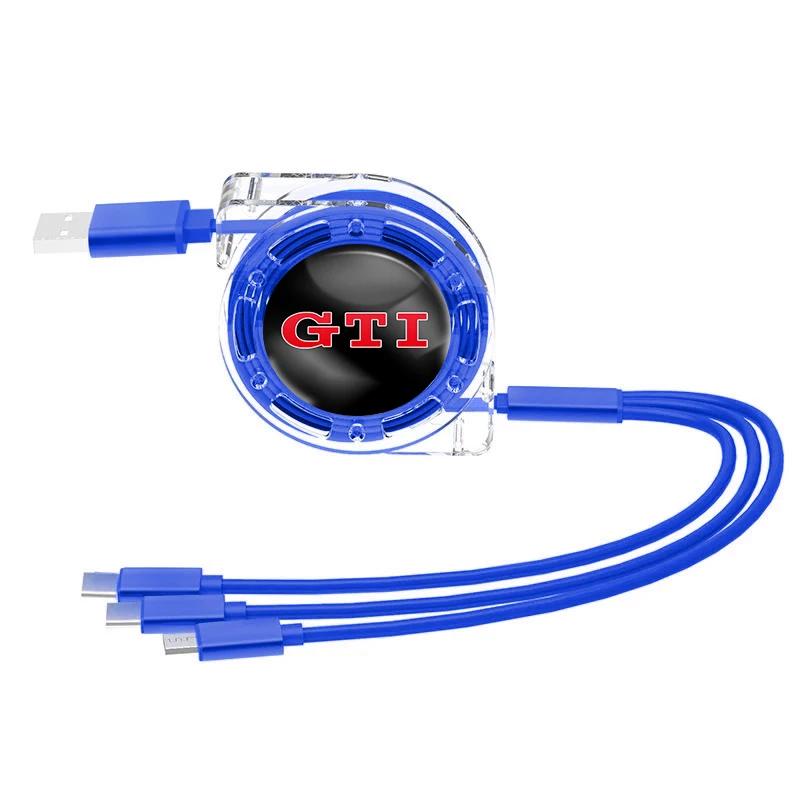 2025 Hot 3 In 1 Micro USB Type C Charging Cable Multi Charger For Volkswagen GTI Golf Tiguan Jetta Transporter Passat Polo T-Cro