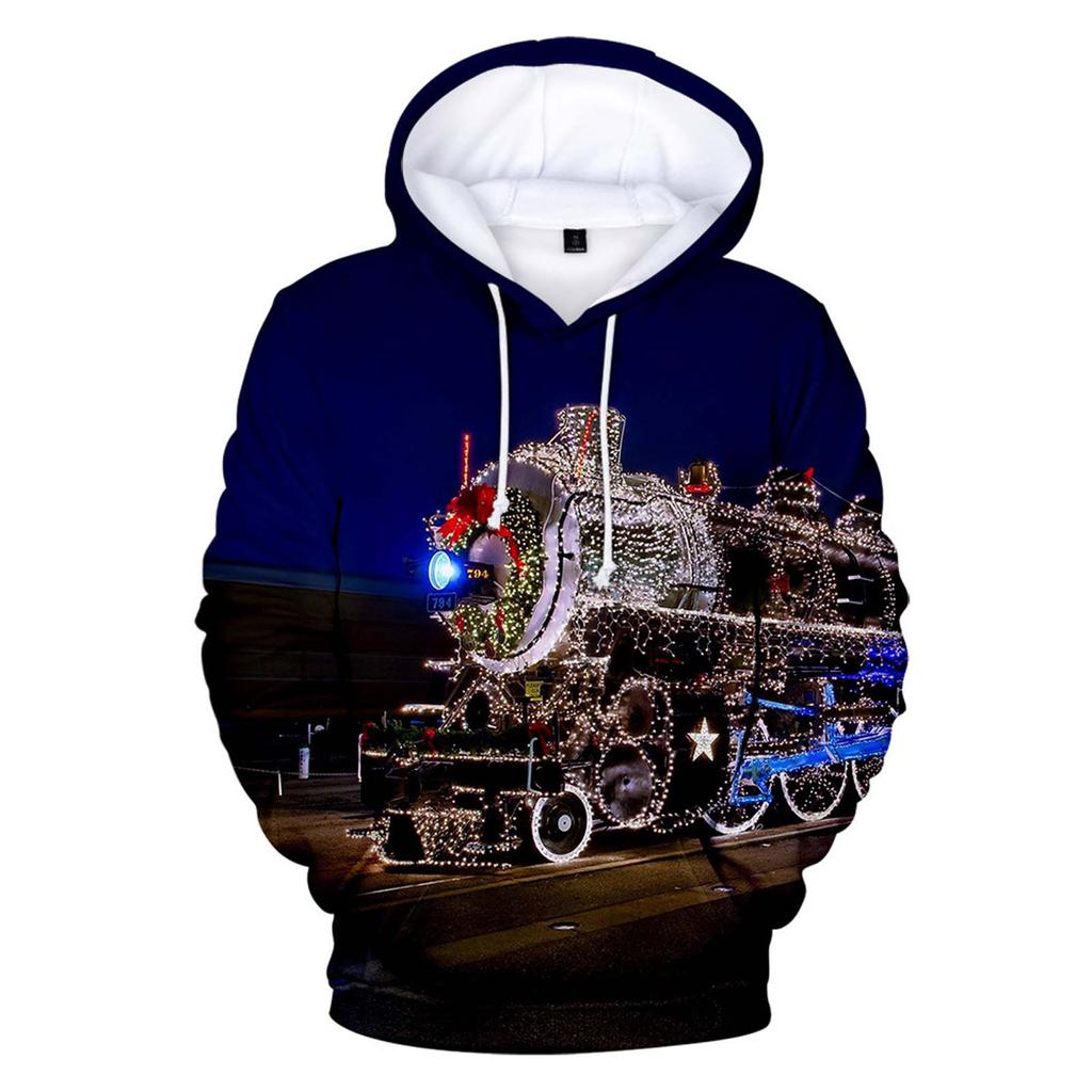 Pánské tričko s dlouhým rukávem vánoční 3D potištěné tričko s kapucí mikina topy halenka