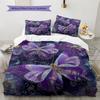 Fialový květ motýlí vzor Sada povlečení prošívaná přikrývka Povlak na přikrývku Povlak na polštář Domácí dekorace Dárek (1 * povlak na peřinu + 2 * povlak na polštář, bez jádra)