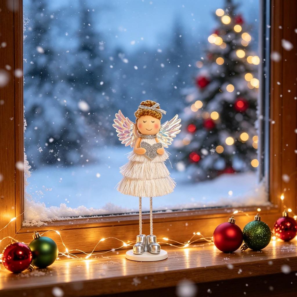 Christmas New Year Angel Girl Desktop Ornament - Festive Decoration