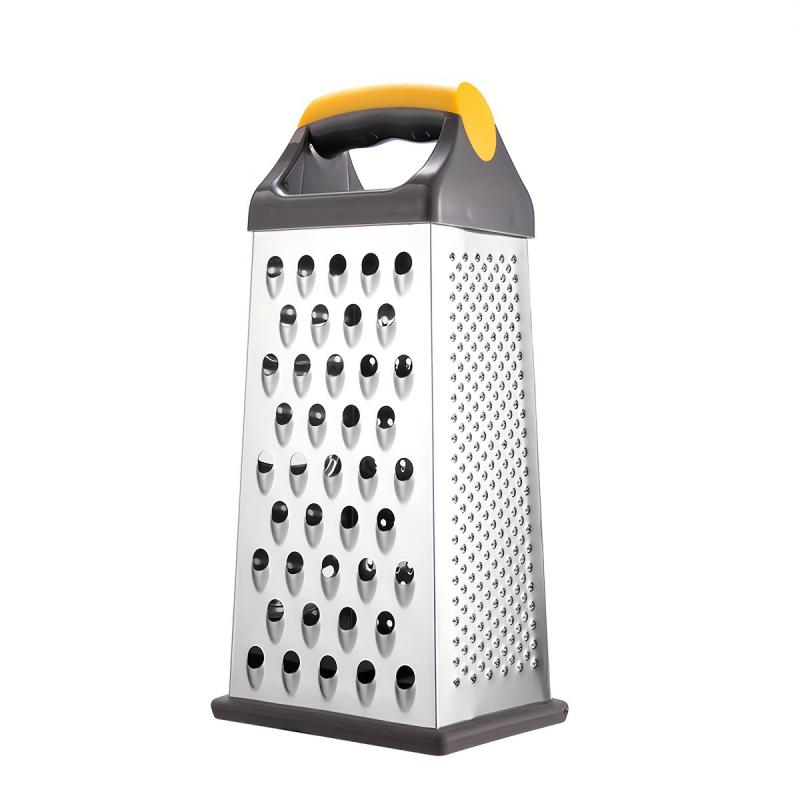 4-Sided Stainless Steel Vegetable Grater, 9-Inch Multi-Functional Stand-Up Kitchen Tool with PP Handle for Cheese, Fruits, Vegetables