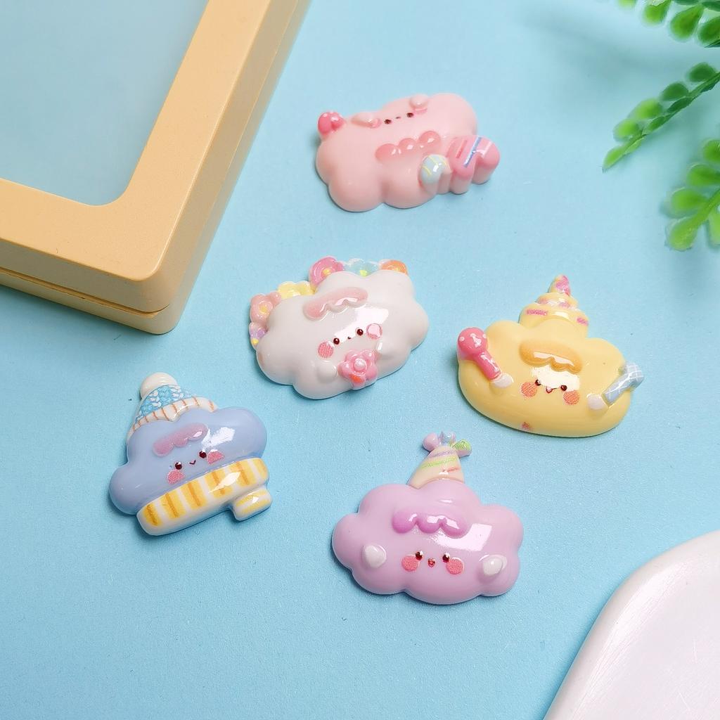 100PCS Cute Clouds Miniature Flat Back Resin Cabochons for Hairpin Scrapbooking DIY Home Decor Craft Accessories