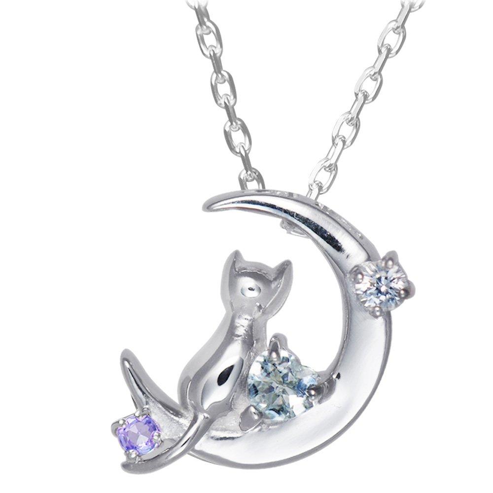 

Necklace Crescent Moon Cat Silver Selectable Birthstone December Tanzanite Mirai [Mirai Angel] Women s 1165WEB_TN