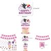 Kuromi Themed Birthday Party Decor Supplies Set With Flag Cake Spiral Balloon And Bright Colorful Toppers
